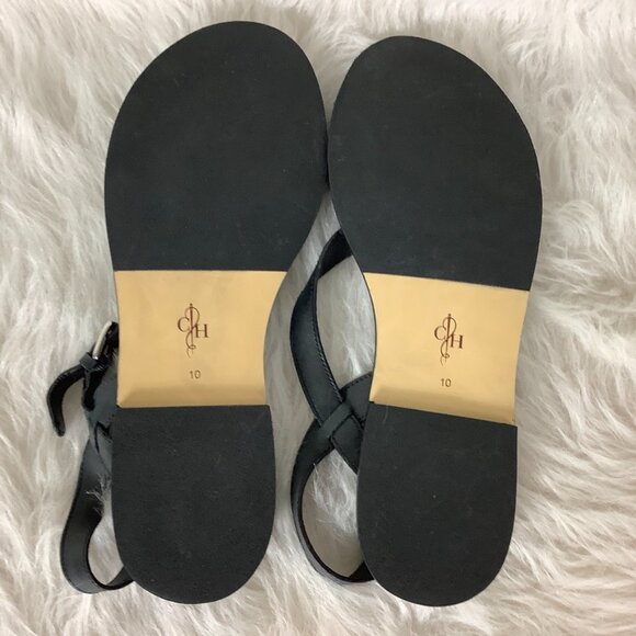 Cole Haan Black Leather & Suede Criss Cross Buckle Flat Sandals NWOB 10 - Picture 5 of 5